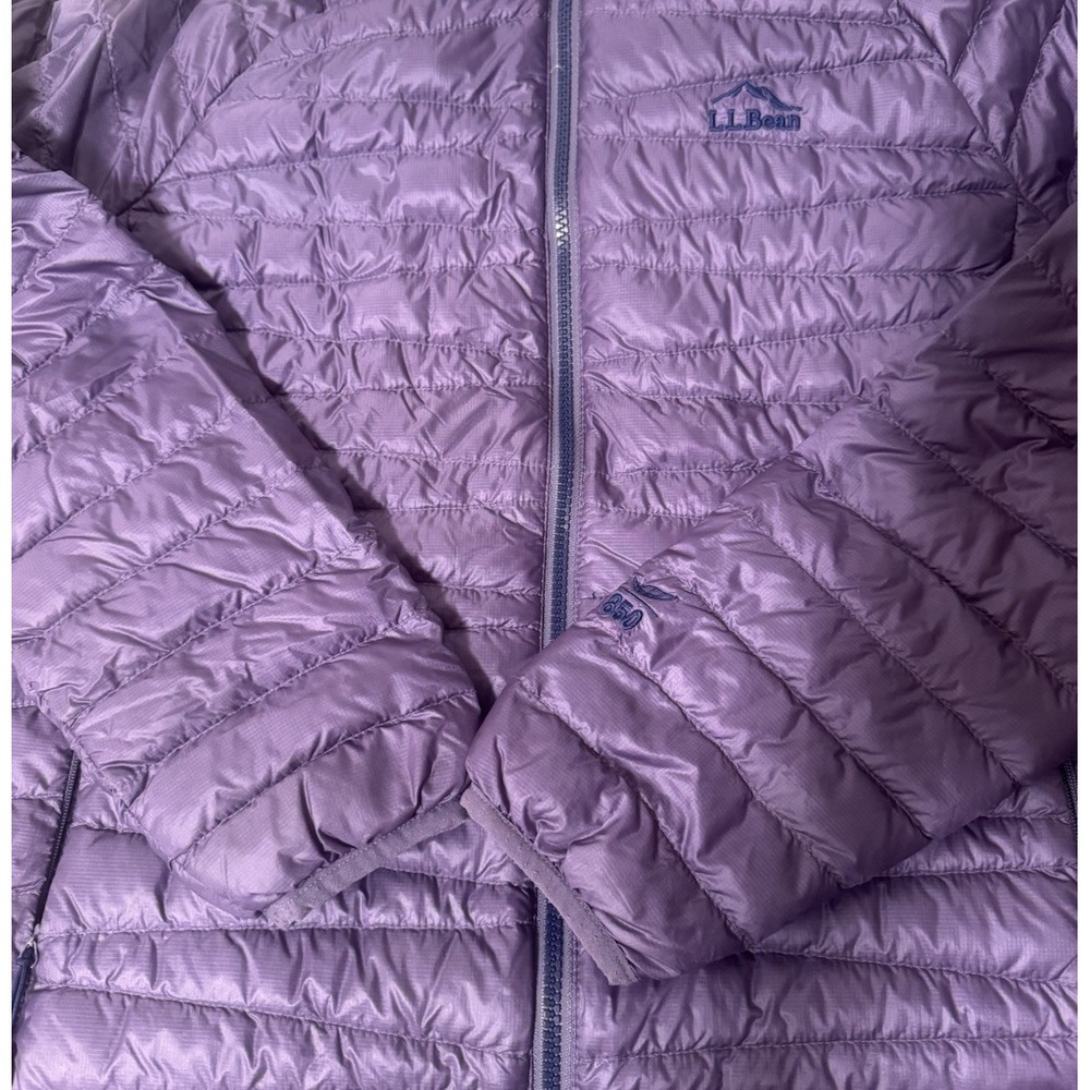 LL Bean Jacket 850 Down Puffer Downtek hooded pertex Quantum women S Reg Purple - Picture 10 of 10